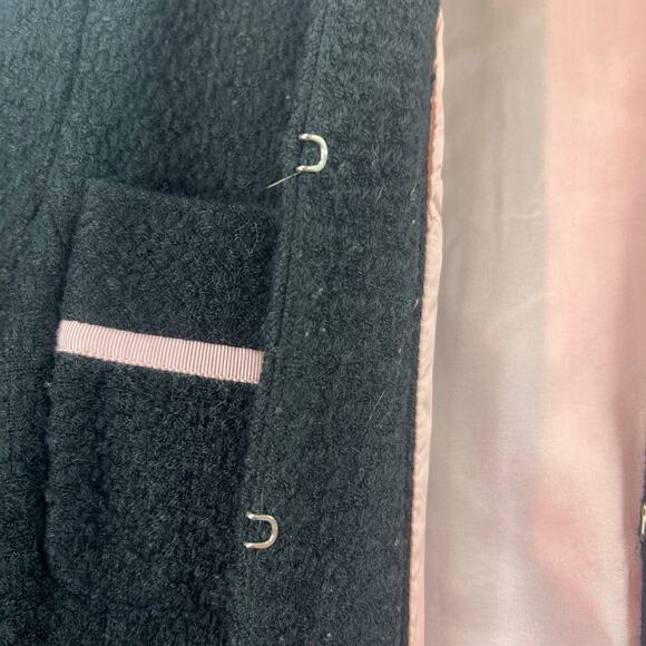 CO-OP Black Tweed Cropped Jacket Blazer Pink Trim Classic Old Money Timeless M - Picture 7 of 8